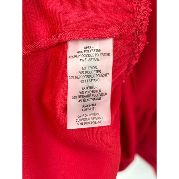 Tommy Hilfiger Shift Puff Sleeve Dress Ruffle Hem Red 16 NEW - Picture 4 of 6